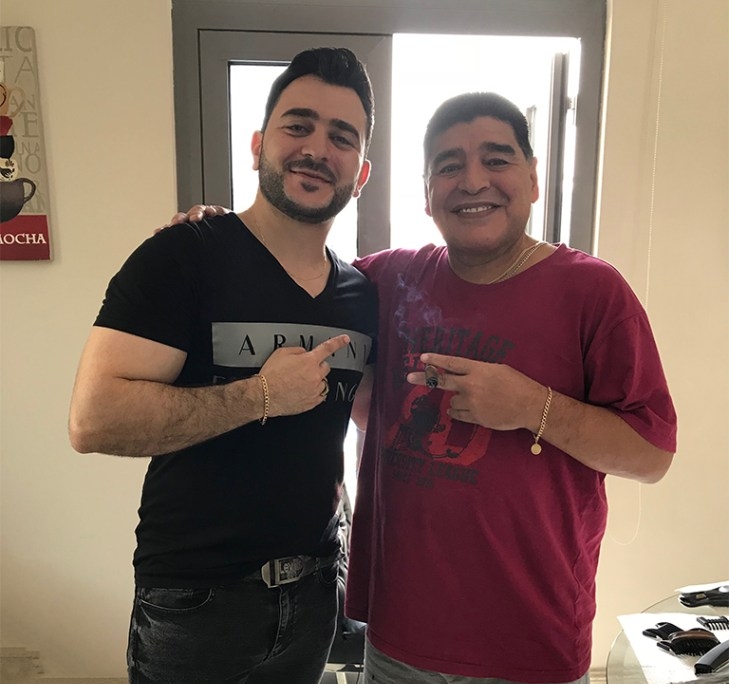 Diego Maradona served by SKILLS Dubai Barbershop