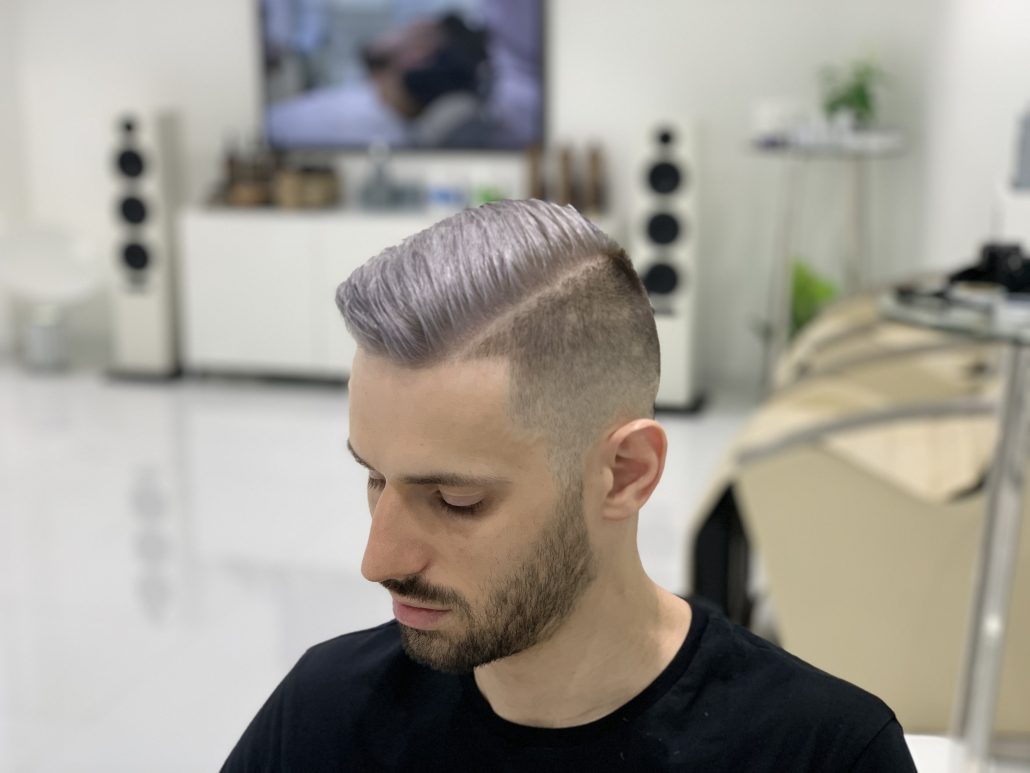 Ash Blonde/ Platinum Hair Color by SKILLS Dubai Barbershop