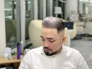 Ash Blonde Platinum Hair Color Highlights SKILLS Dubai Barbershop